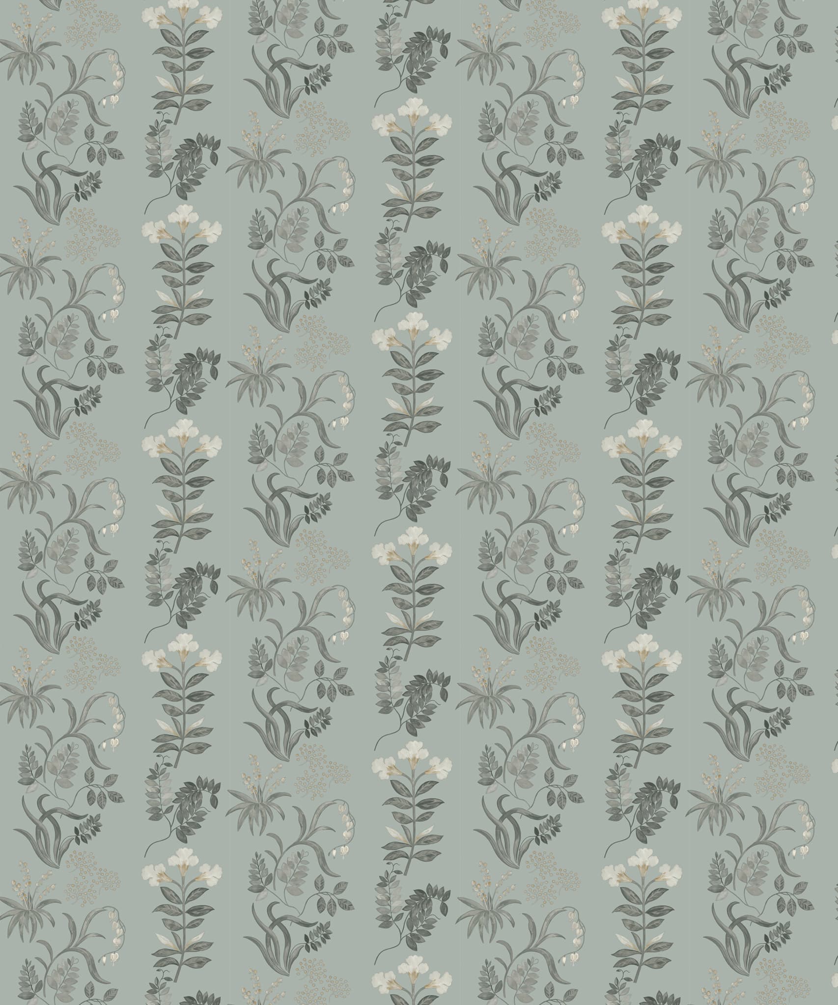 Botanical Stripe Wallpaper in Pewter - Image 5