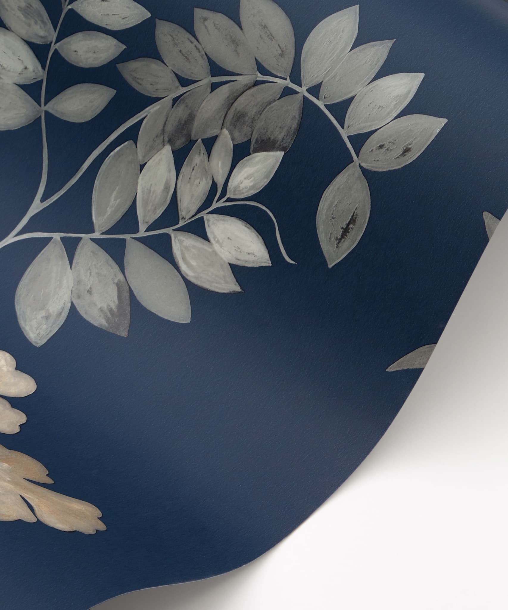 Botanical Stripe Wallpaper in Pewter Blue - Image 2