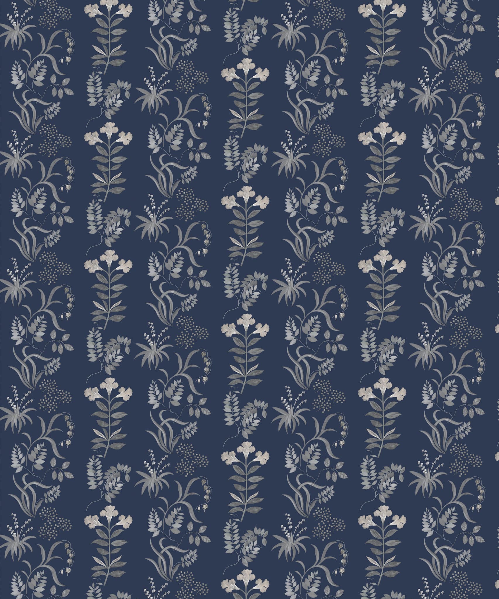 Botanical Stripe Wallpaper in Pewter Blue - Image 5