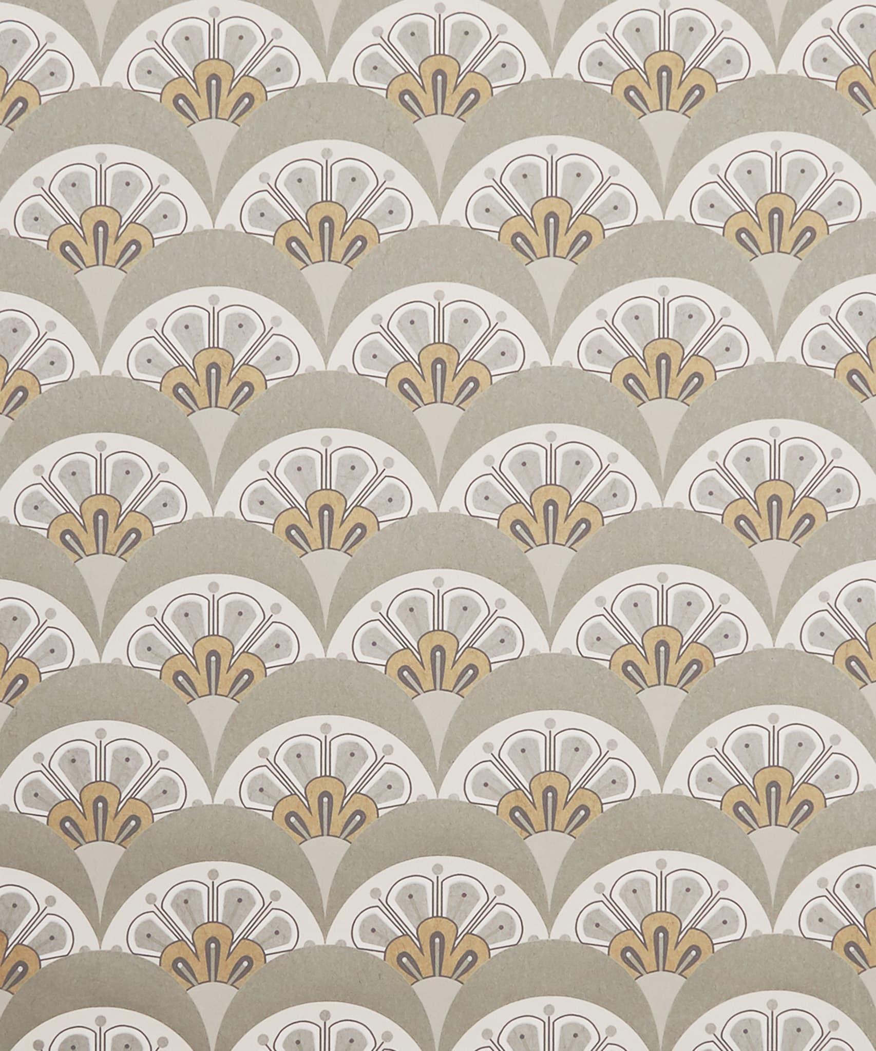 Deco Scallop Wallpaper in Pewter White - Image 3