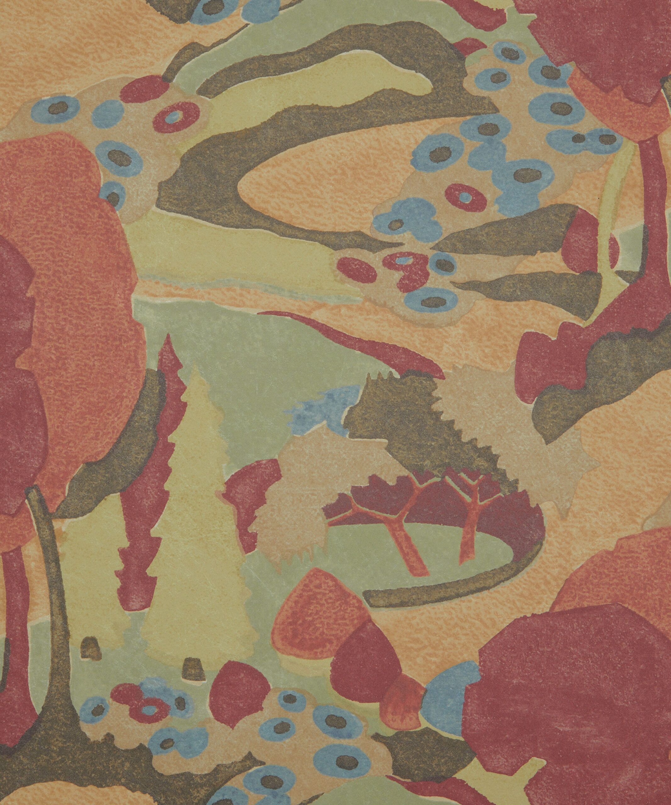 Autumn Landscape Wallpaper in Lacquer Moss