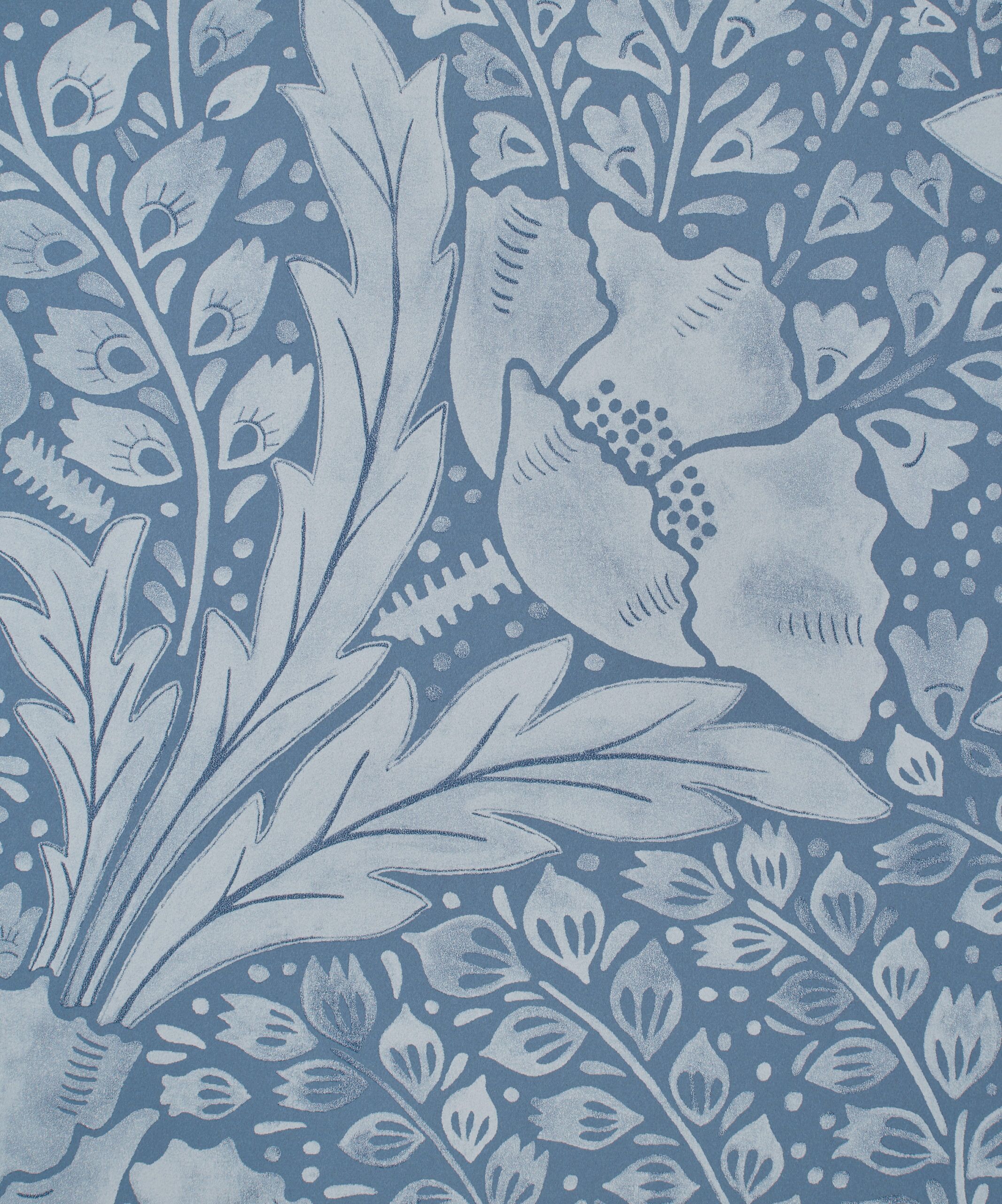 Tudor Poppy Wallpaper in Lapis
