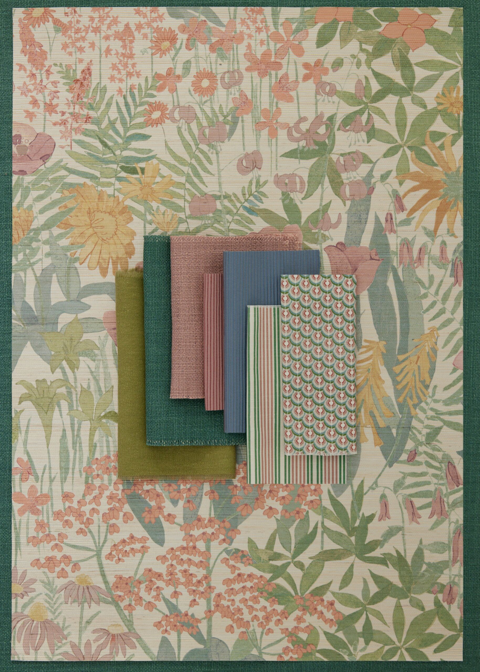 Faria Flowers Wallpaper in Salvia - Image 7