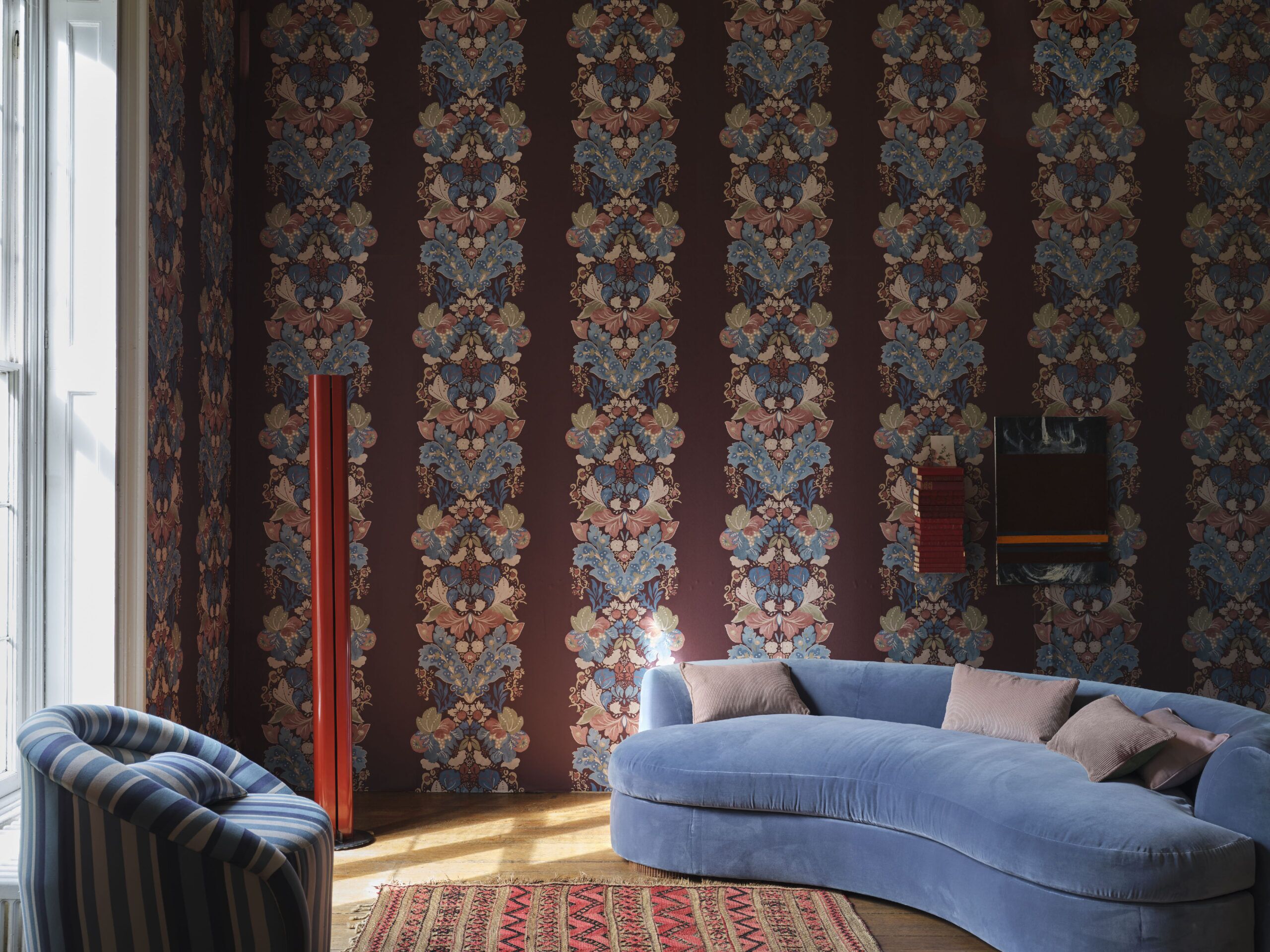 Glastonbury Stripe Wallpaper in Brinjal - Image 5