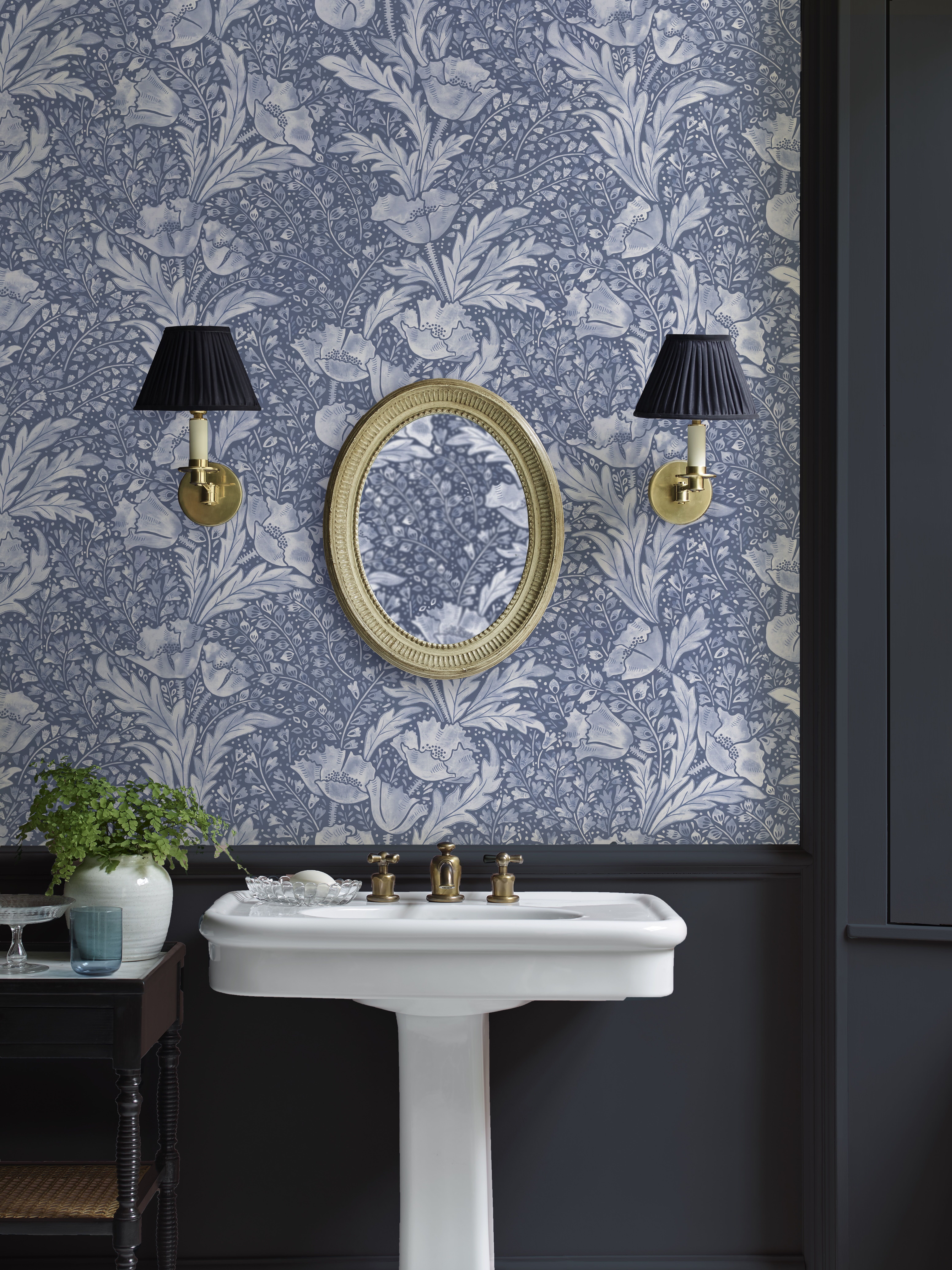Tudor Poppy Wallpaper in Lapis - Image 5